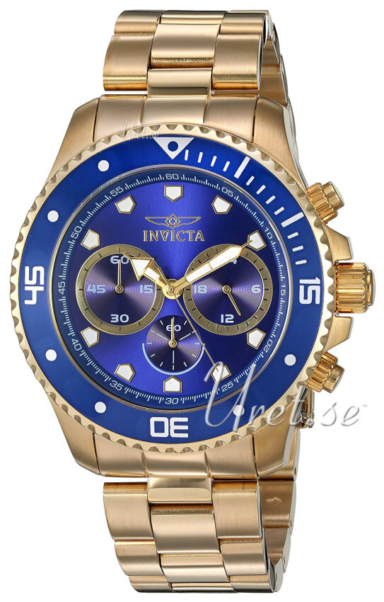 Invicta Pro Diver Herreklokke 21789 Blå/Gulltonet stål Ø45 mm - Invicta