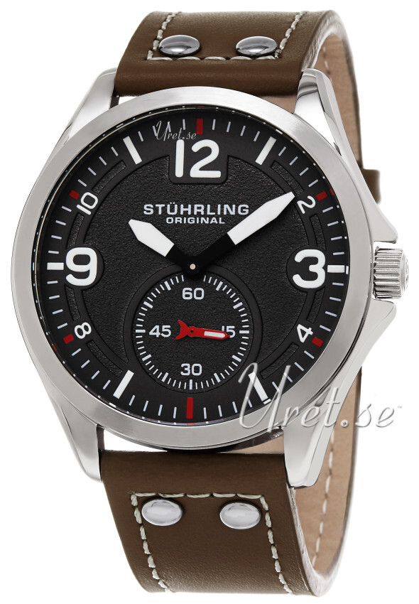 Stührling Original Aviator Tuskegee Herreklokke 684.01 Sort/Lær - Stührling Original