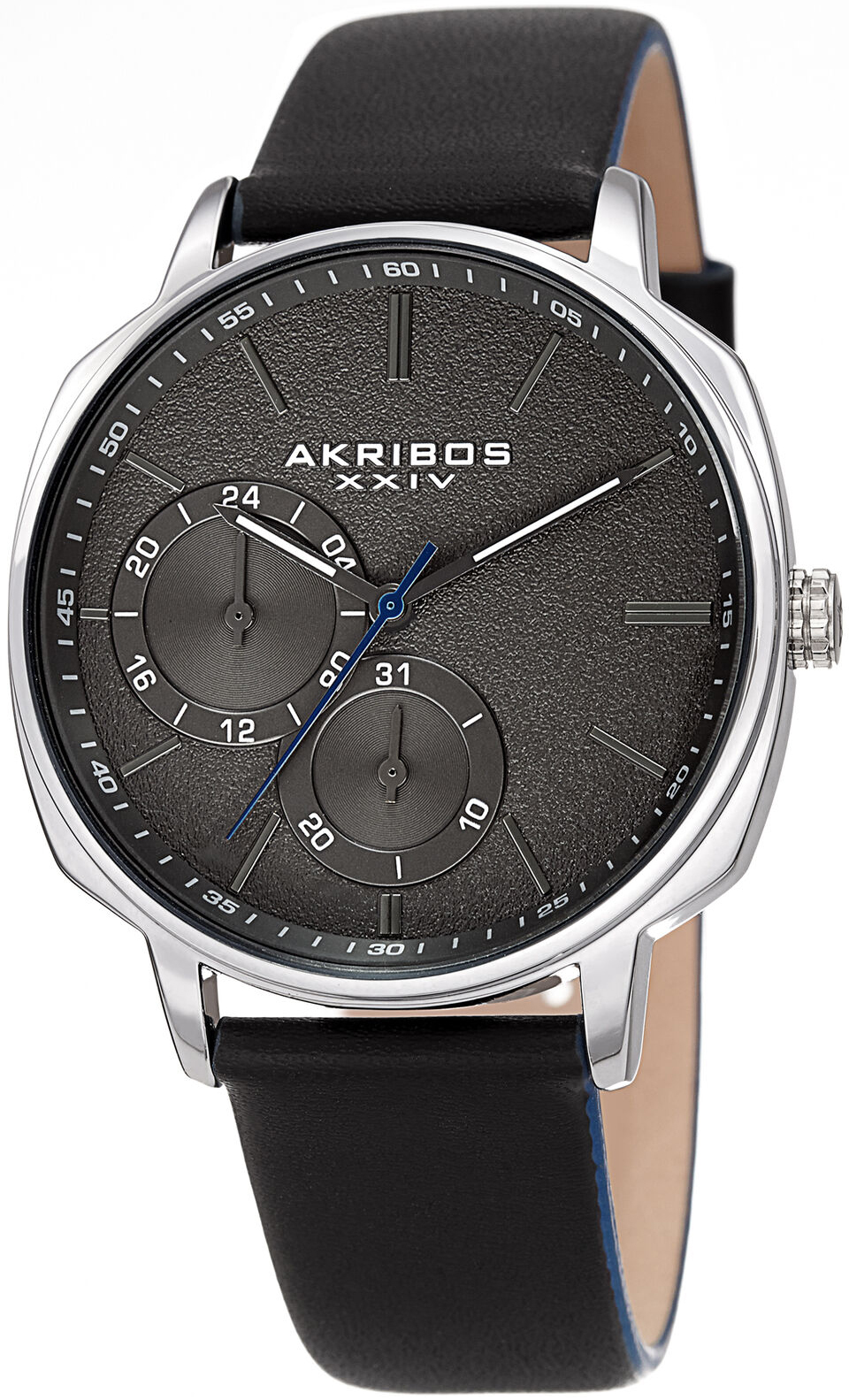 Akribos XXIV Herreklokke AK1022SSBK Multi-Function Sort/Lær Ø42 mm