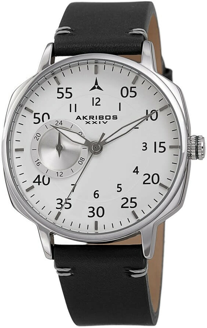 Akribos XXIV Herreklokke AK1109BU Analog Hvit/Lær Ø42 mm