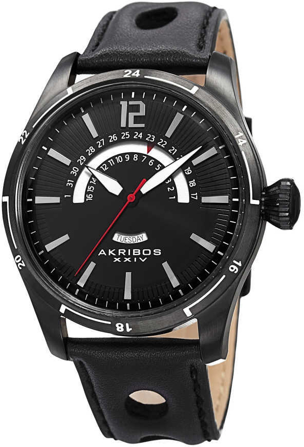 Akribos XXIV Herreklokke AK850BK Sort/Lær Ø46 mm