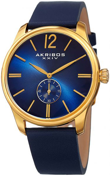 Akribos XXIV Herreklokke AK916YGBU Classic Blå/Lær Ø44 mm