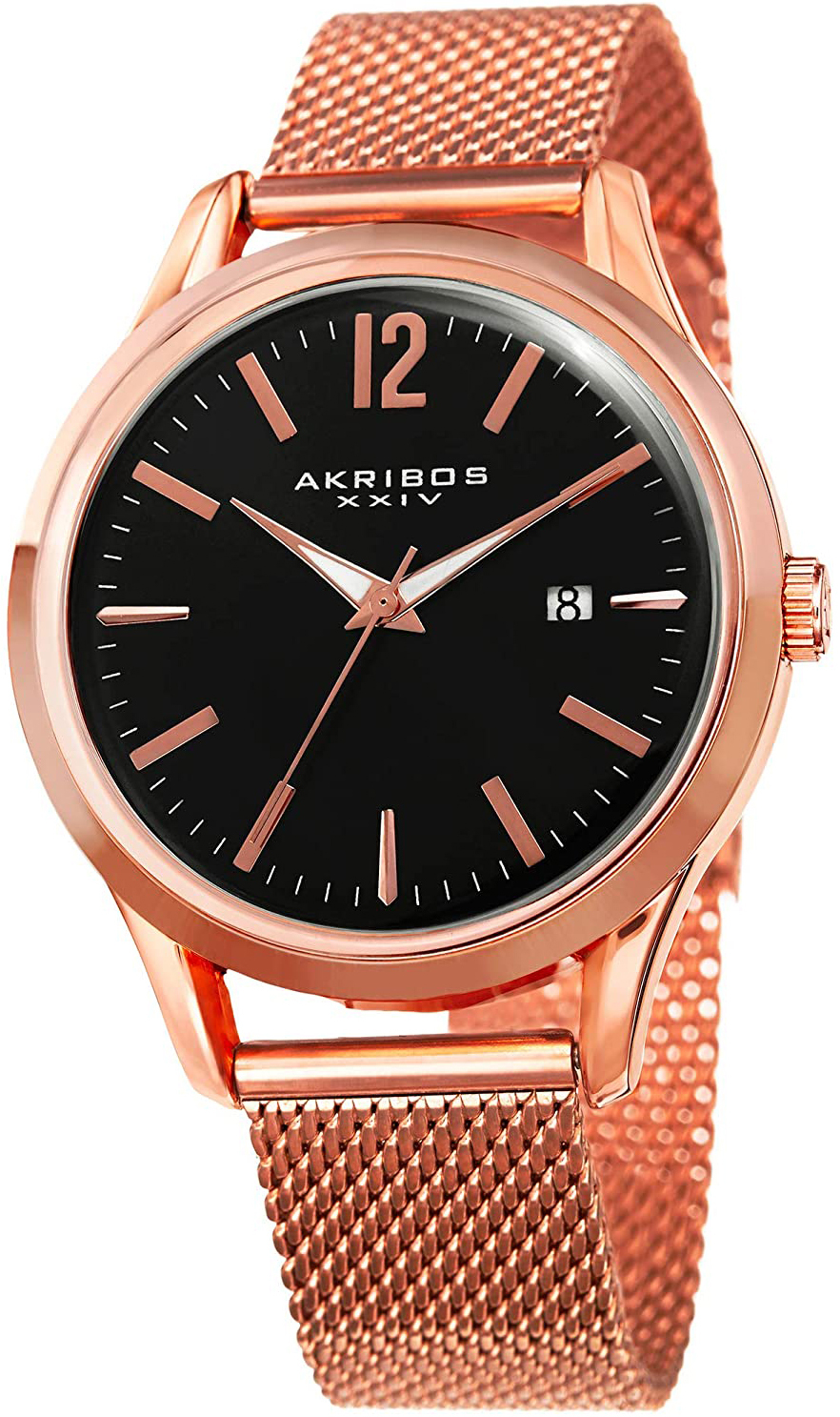 Akribos XXIV Herreklokke AK920RG Sort/Rose-gulltonet stål Ø41 mm