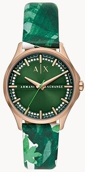 Bilde av Armani Exchange Dameklokke Ax5263 Lady Hampton Grønn/lær Ø36 Mm