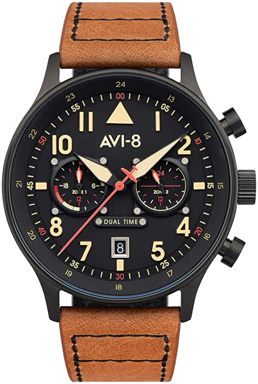 Bilde av Avi-8 Herreklokke Av-4088-03 Hawker Hurricane Sort/lær Ø43 Mm