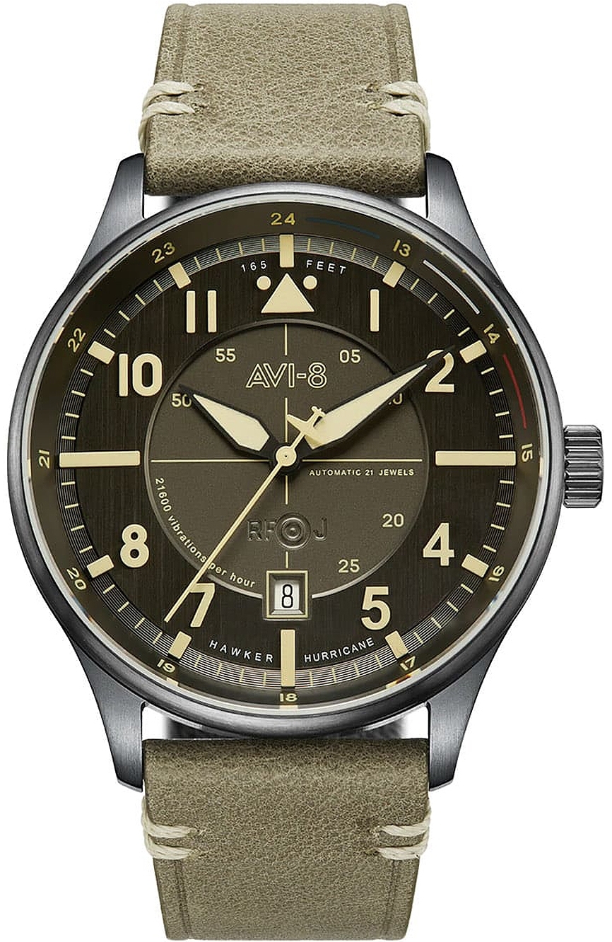 Bilde av Avi-8 Herreklokke Av-4094-04 Hawker Hurricane Grå/lær Ø43 Mm