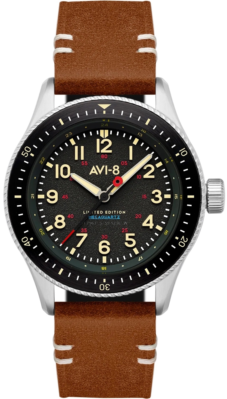 Bilde av Avi-8 Herreklokke Av-4099-rbl01 Flyboy Sort/lær Ø40 Mm