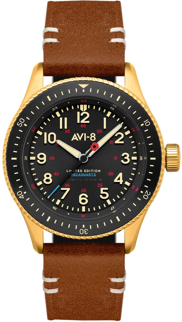 Bilde av Avi-8 Herreklokke Av-4099-rbl05 Flyboy Sort/lær Ø40 Mm