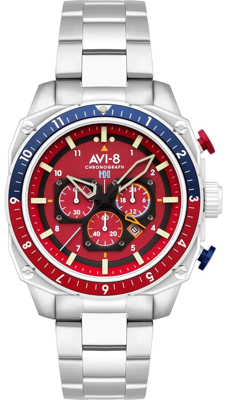 AVI-8 Herreklokke AV-4100-22 Hawker Hunter Rød/Stål Ø43 mm
