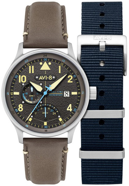 AVI-8 Herreklokke AV-4101-09 Hawker Hurricane Grå/Lær Ø44 mm