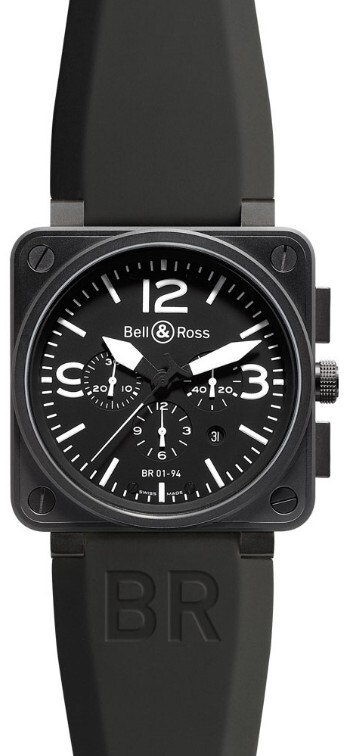 Bell & Ross BR 01-94 Herreklokke BR0194-BL-CA Sort/Gummi Ø46 mm - Bell & Ross