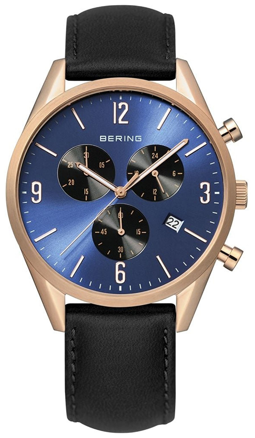 Bilde av Bering Classic Herreklokke 10542-567 Blå/lær Ø42 Mm