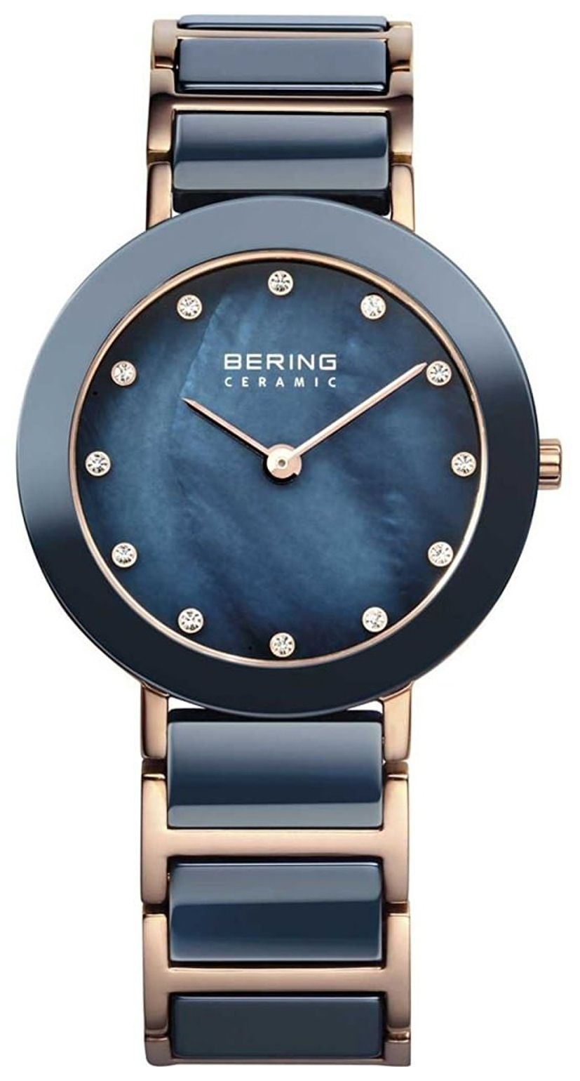 Bilde av Bering Ceramic Dameklokke 11429-767 Blå/rose-gulltonet Stål Ø29 Mm