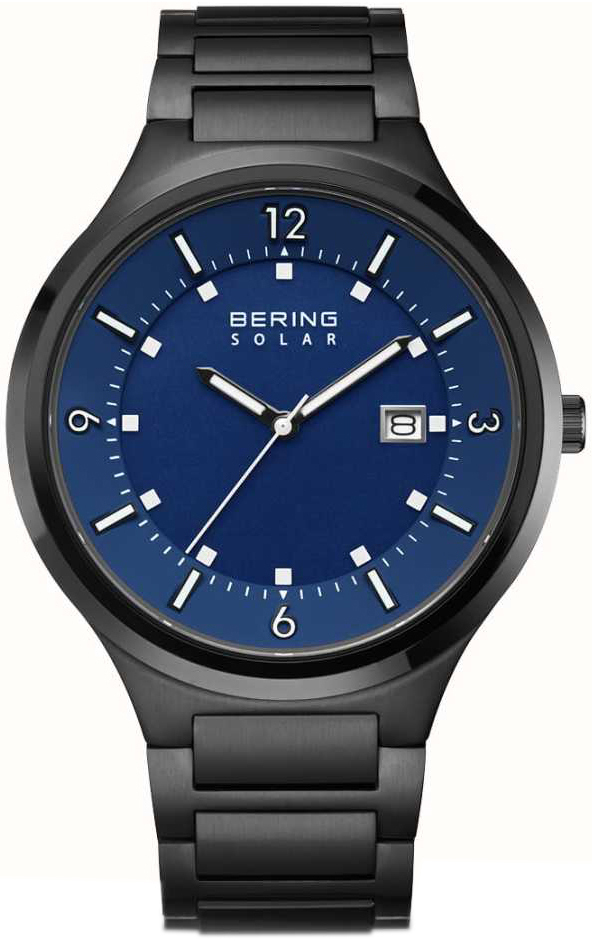 Bering Herreklokke 14442-727 Solar Blå/Stål Ø42 mm