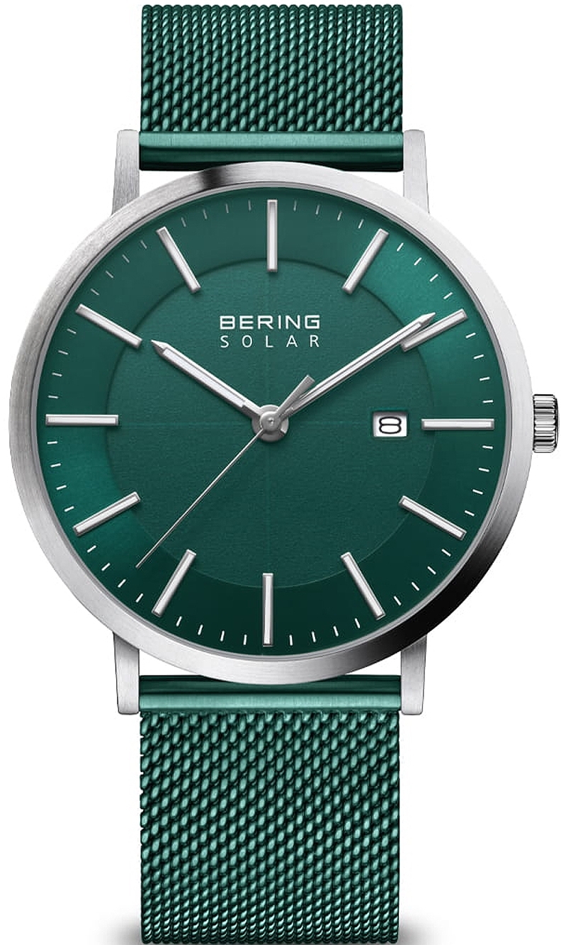 Bilde av Bering Herreklokke 15439-808 Solar Grønn/stål Ø40 Mm