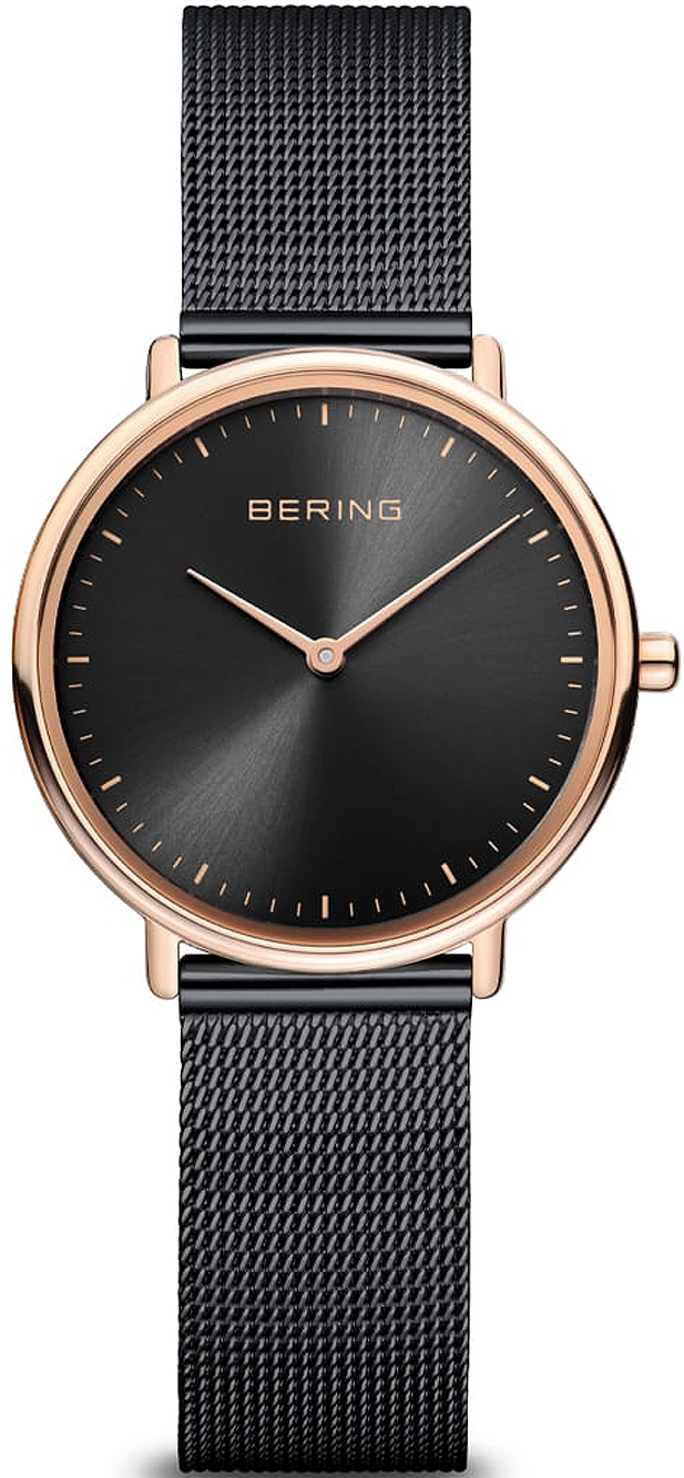 Bilde av Bering Dameklokke 15729-166 Ultra Slim Sort/lær Ø29 Mm