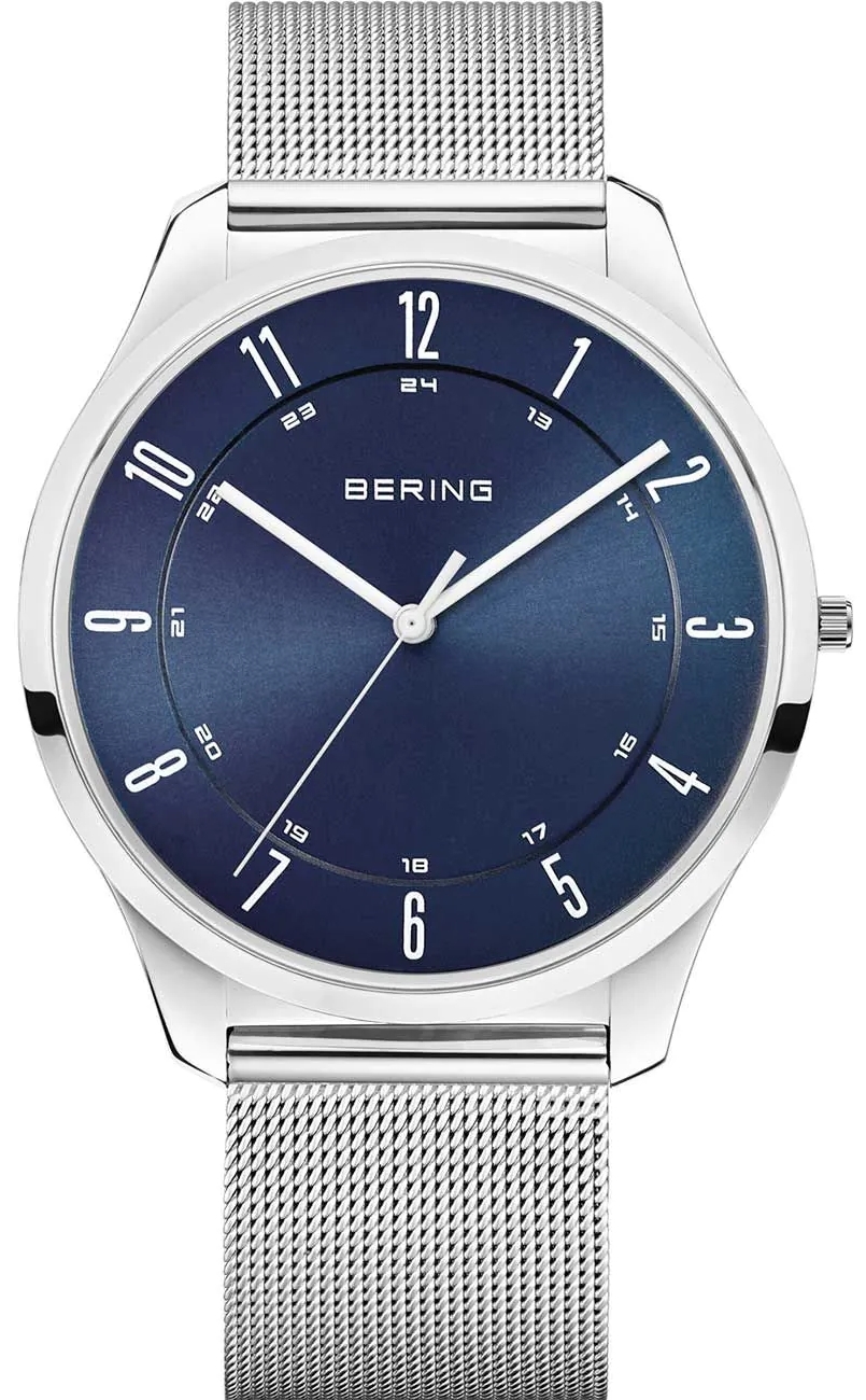 Bering Herreklokke 18340-307 Ultra Slim Blå/Stål Ø40 mm