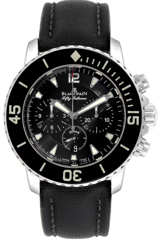 Bilde av Blancpain Herreklokke 5085f-1130-52a Fifty Fathoms Sort/lær Ø45 Mm