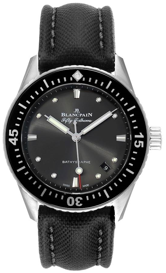 Bilde av Blancpain Herreklokke 5100b-1110-b52a Fifty Fathoms Sort/lær Ø38 Mm