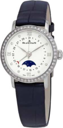 Bilde av Blancpain Dameklokke 6106-4628-55a Villeret Hvit/lær Ø29.2 Mm