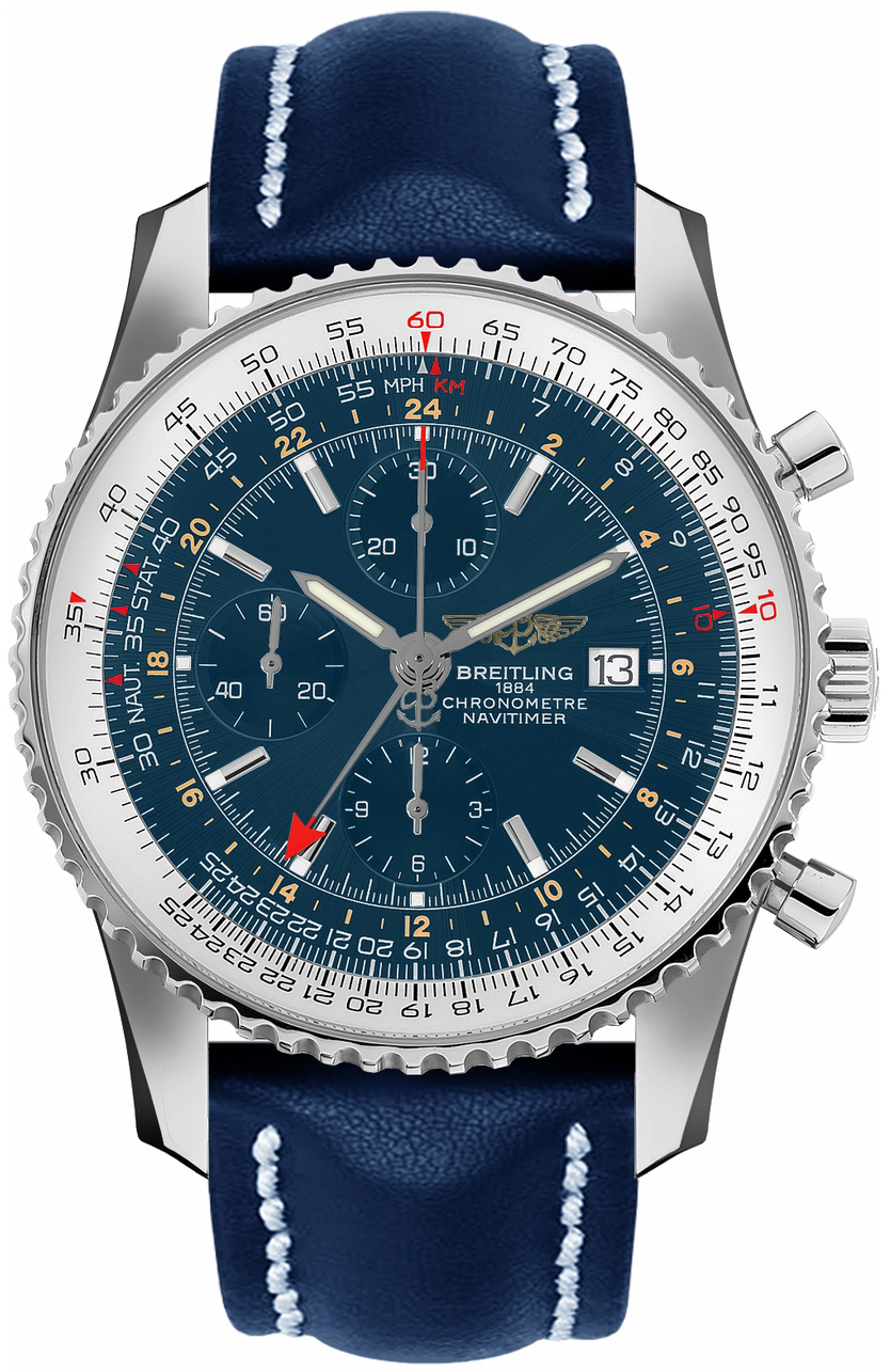 Bilde av Breitling Herreklokke A24322121c1x1 Navitimer World Blå/lær Ø46 Mm