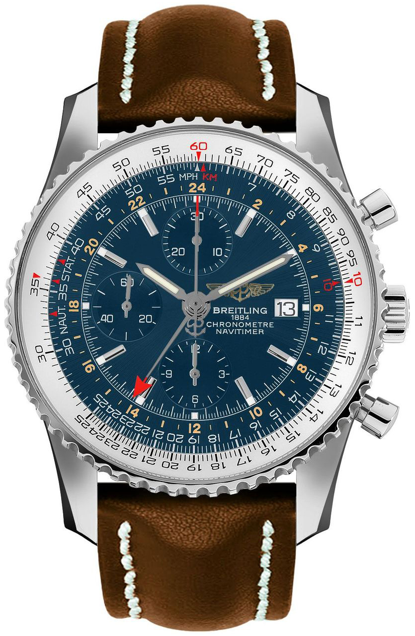 Bilde av Breitling Herreklokke A24322121c1x2 Navitimer World Blå/lær Ø46 Mm