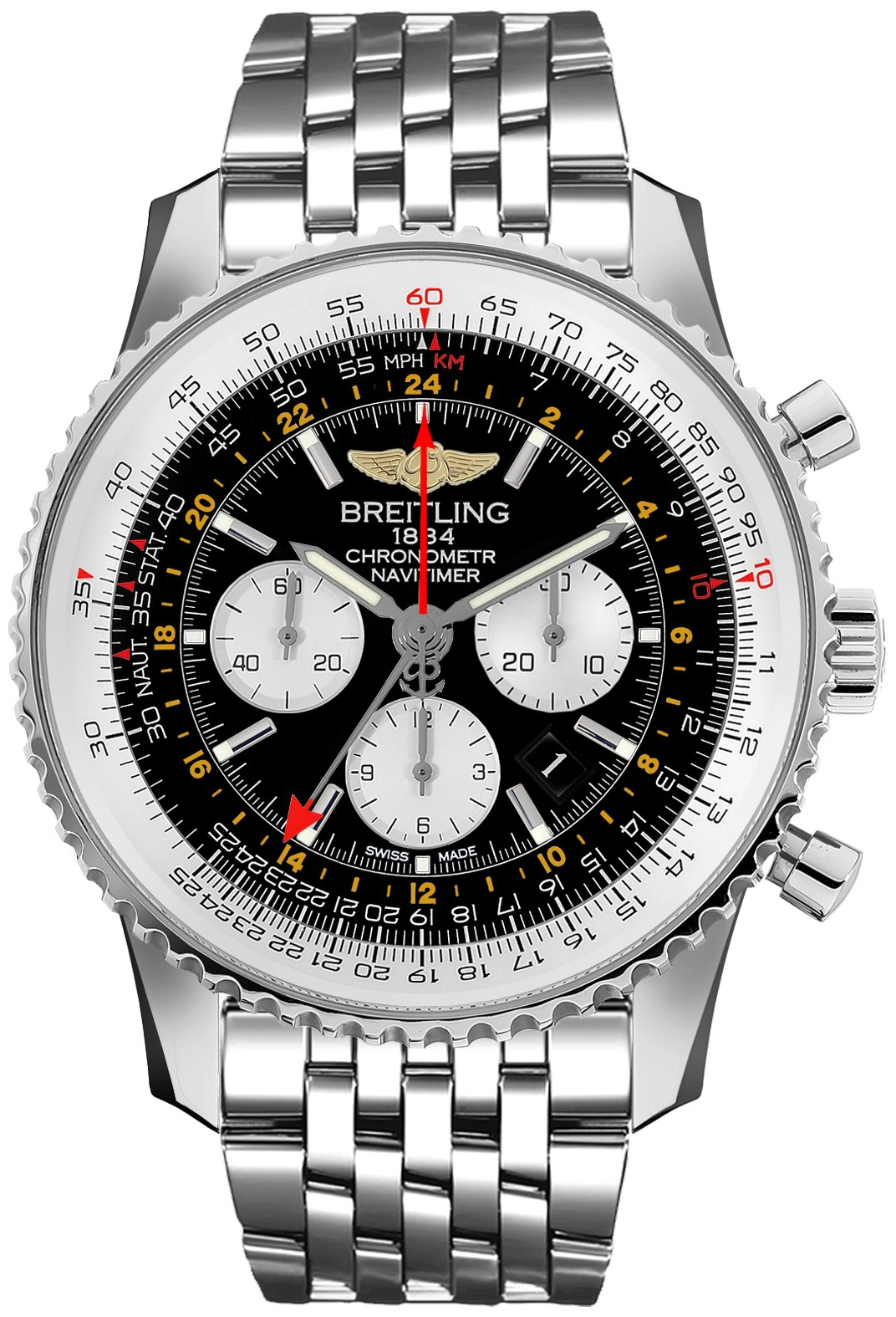 Bilde av Breitling Herreklokke Ab0441211b1a1 Navitimer Gmt Sort/stål Ø48 Mm