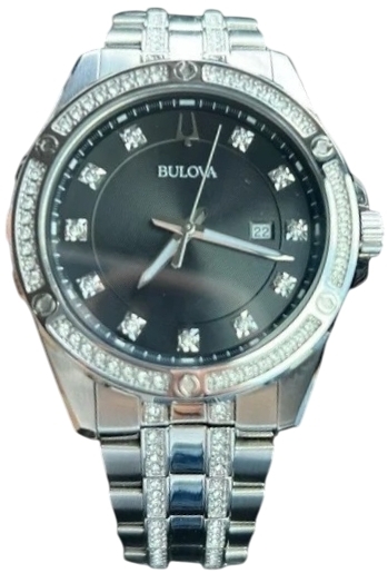 Bulova Herreklokke 96B394 Crystal Sort/Stål Ø42 mm