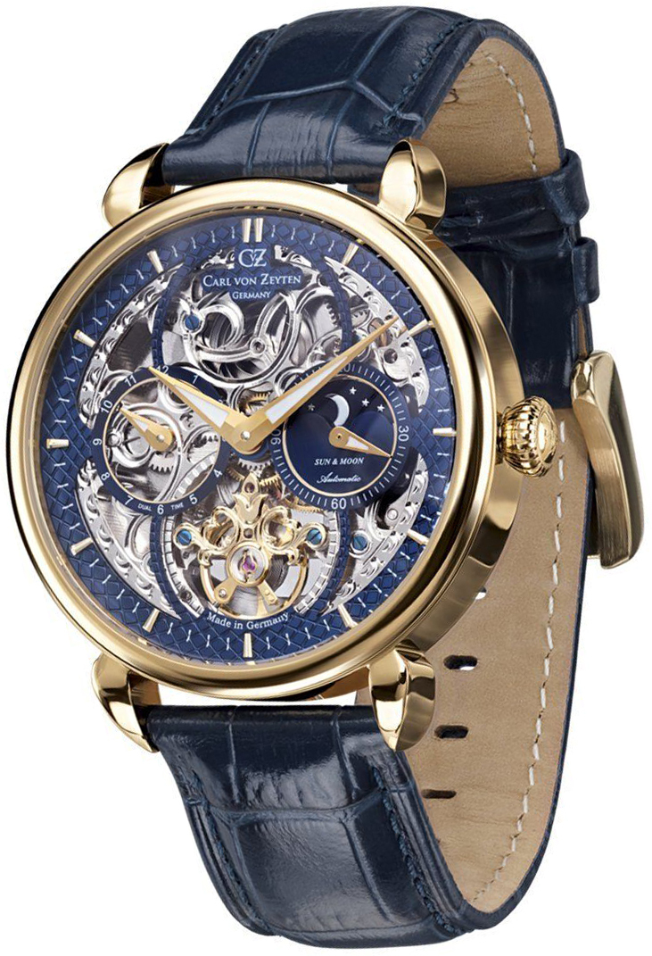 Carl von Zeyten Herreklokke CVZ0005GBLS Neukirch Blå/Lær Ø45 mm