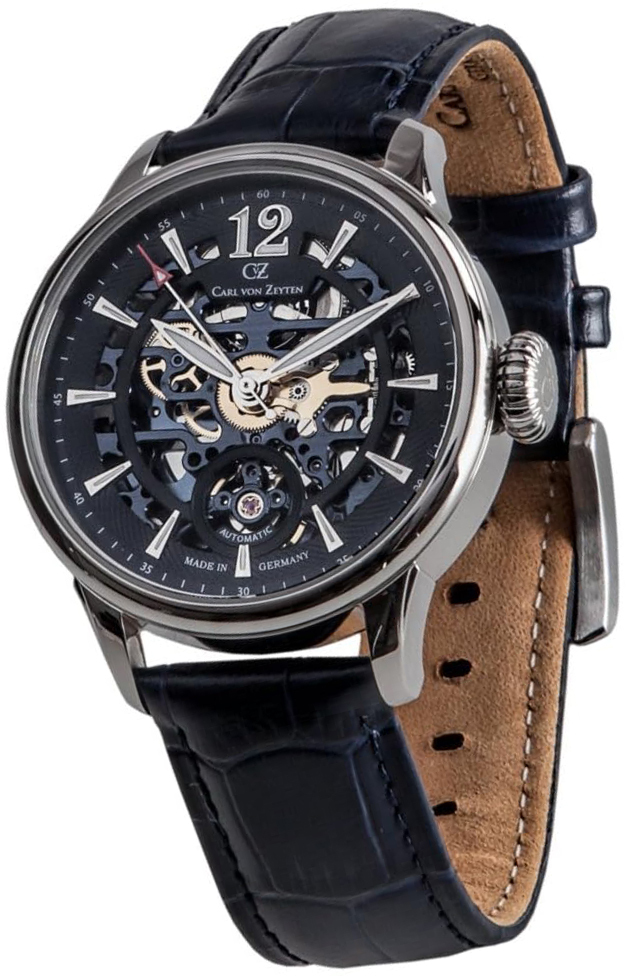 Carl von Zeyten Herreklokke CVZ0051BL Enz Blå/Lær Ø40 mm