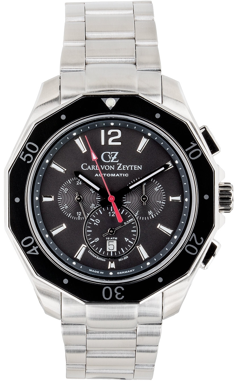 Carl von Zeyten Herreklokke CVZ0079GYMS Horbach Sort/Stål Ø46 mm