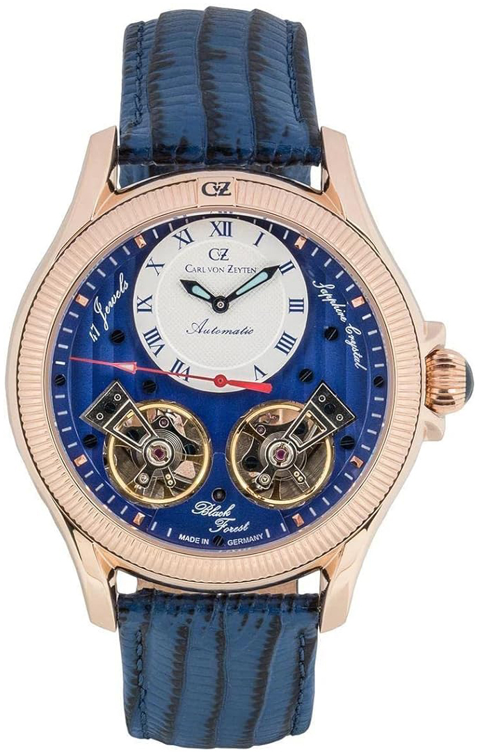Carl von Zeyten Herreklokke CVZ0084RBLS Waldhaus Blå/Lær Ø46 mm