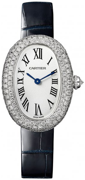 Cartier Baignoire Dameklokke WJBA0015 Sølvfarget/Lær