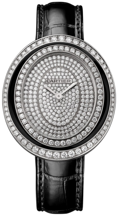 Cartier Hypnose Dameklokke WJHY0008 Diamantsmykket/Lær Ø33.3 mm