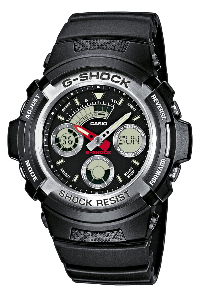 Casio G-Shock Herreklokke AW-590-1AER Sort/Resinplast Ø46.4 mm - Casio