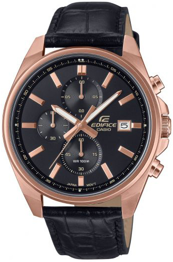 Casio Herreklokke EFV-610ECL-1AUEF Edifice Sort/Lær Ø43 mm