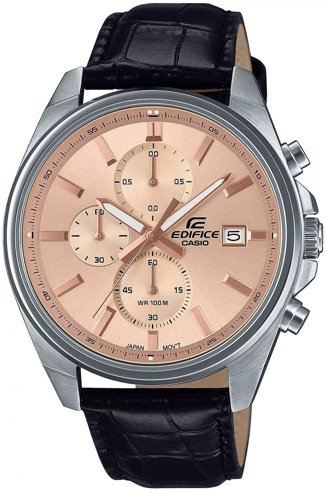 Casio Herreklokke EFV-610EL-5AUEF Edifice Rosegullfarget/Lær Ø44 mm