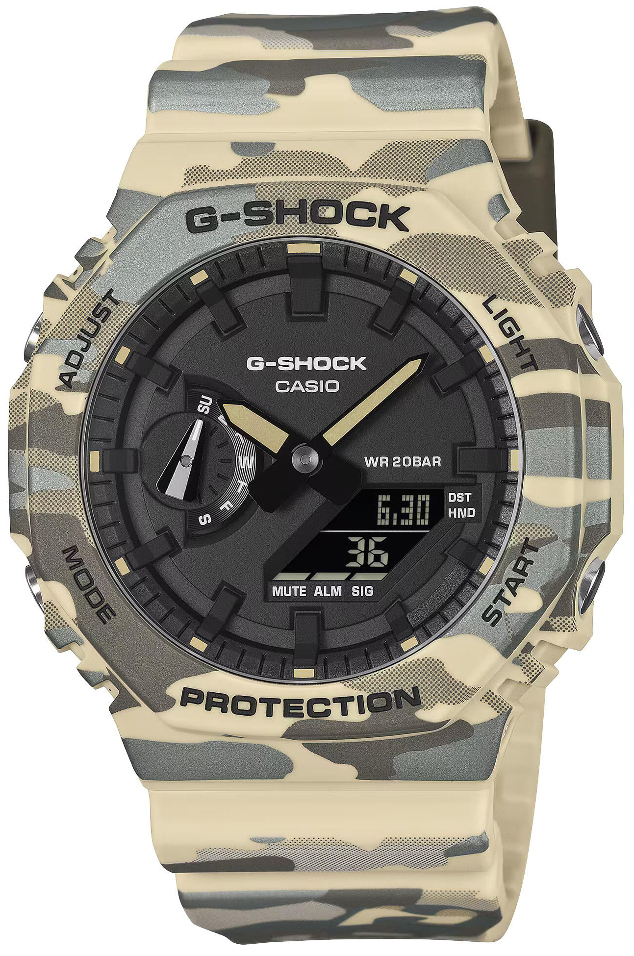 Casio Herreklokke GA-2100CM-5AER G-Shock Sort/Gummi Ø51.9 mm