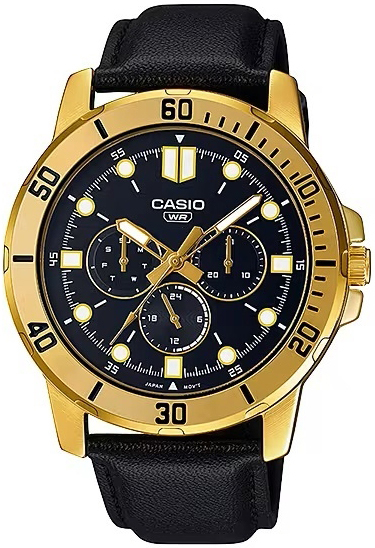 Casio Herreklokke MTP-VD300GL-1EUDF Classic Sort/Lær Ø45 mm