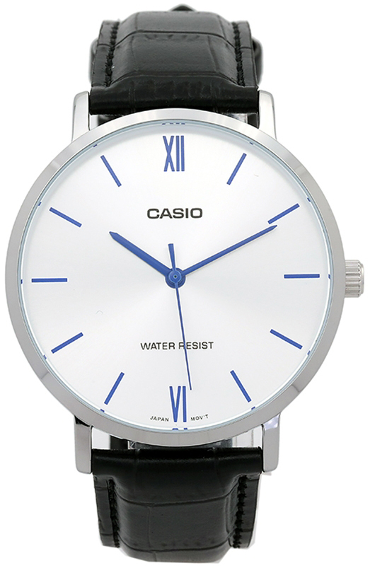 Casio Herreklokke MTP-VT01L-7B1UDF Classic Sølvfarget/Lær Ø40 mm