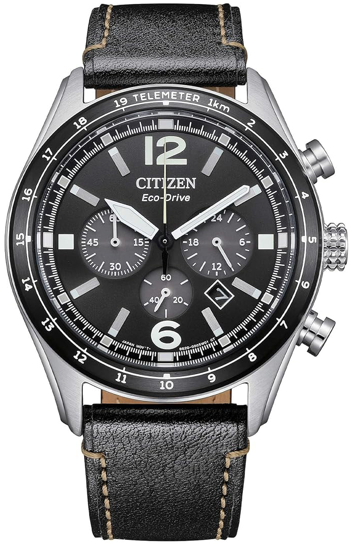 Citizen Herreklokke CA4654-04E Chrono Sort/Lær Ø43 mm