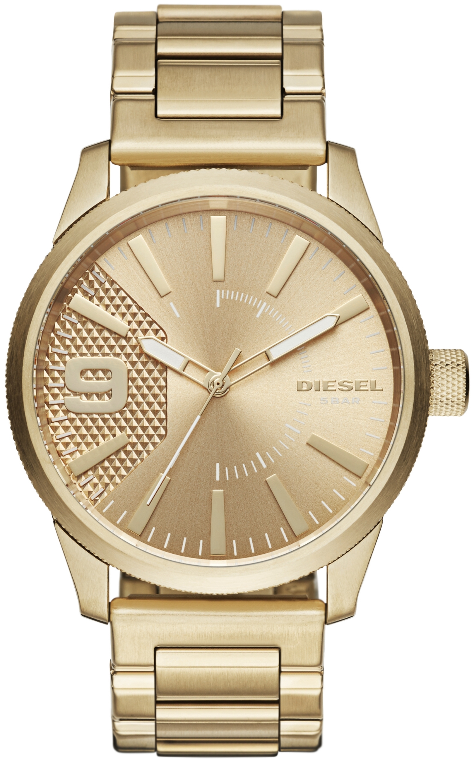 Diesel Herreklokke DZ1761 Rasp Gullfarget/Gulltonet stål Ø46 mm