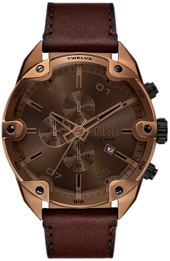 Diesel Herreklokke DZ4698 Spiked Brun/Lær Ø49 mm