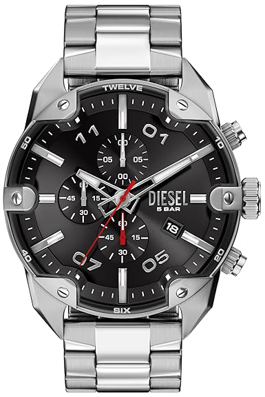 Diesel Herreklokke DZ4709 Spiked Sort/Stål Ø49 mm