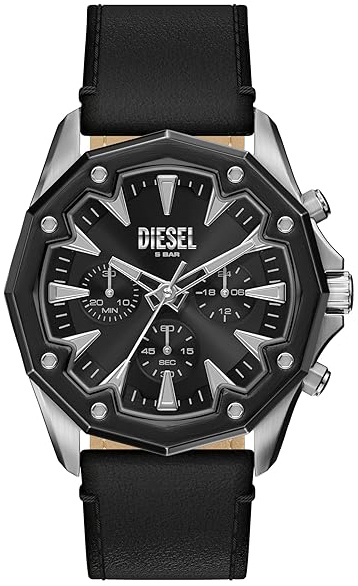 Diesel Herreklokke DZ4710 Stinger Sort/Lær Ø49 mm