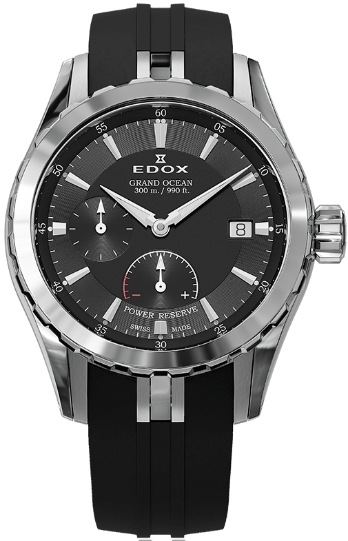 Edox Herreklokke 94500-3CA-NIN Grand Ocean Sort/Gummi Ø40 mm