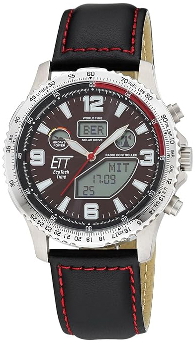 ETT Eco Tech Time Herreklokke EGT-11718-22L Funk Brun/Lær Ø45 mm