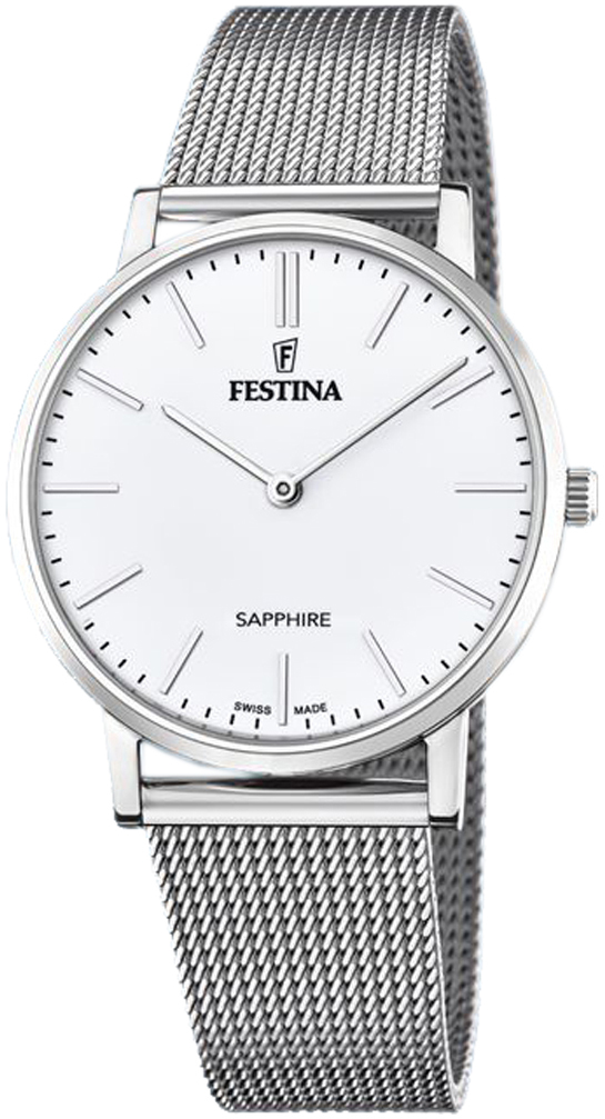 Festina Herreklokke F20014-1 Swiss Made Hvit/Stål Ø39 mm
