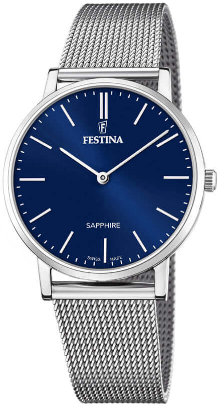 Festina Herreklokke F20014-2 Swiss Made Blå/Stål Ø40 mm