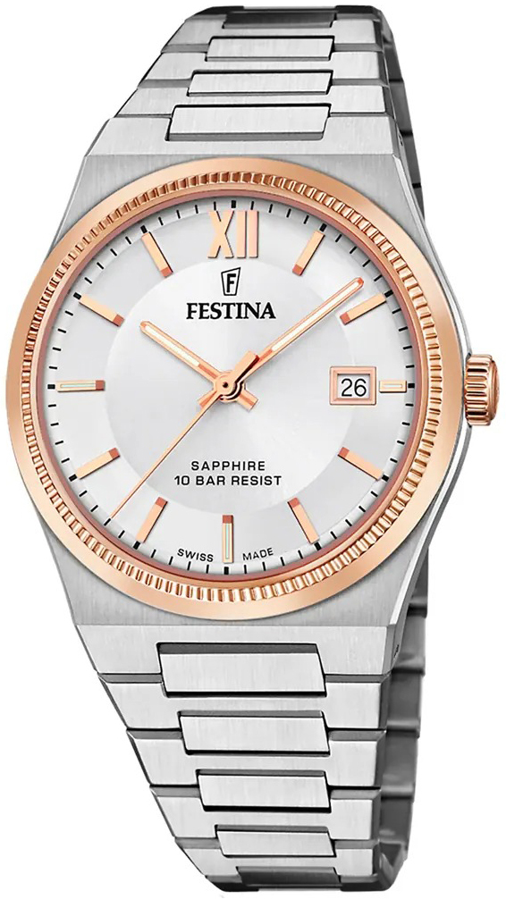 Festina Herreklokke F20036-1 Swiss Made Sølvfarget/Stål Ø40 mm